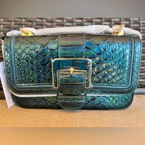 NWT Brahmin ROSA in EVERGREEN KALOPSIA Convertible Chain & Leather Strap Bag